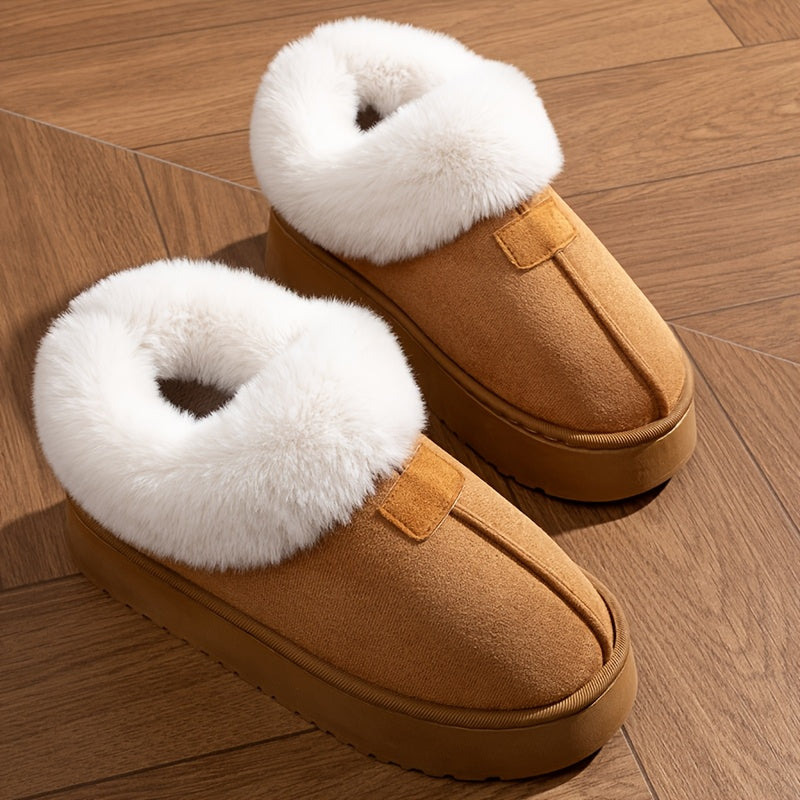 Women's Plush Lined Indoor Slippers Non-Slip Quiet Sole Solid Colors