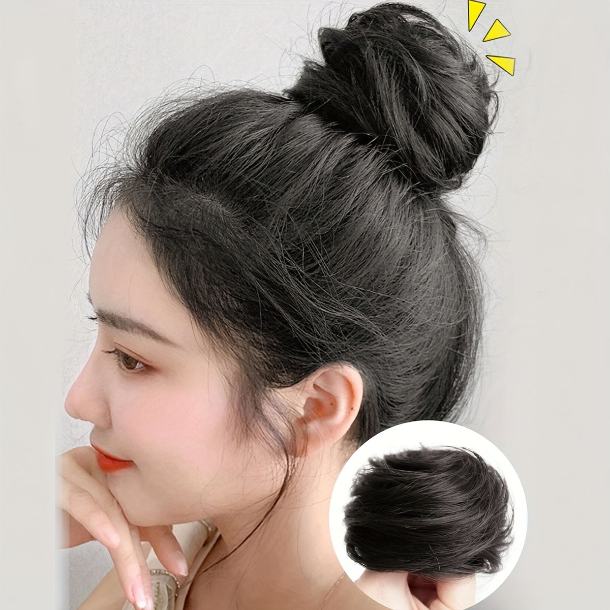 Women Synthetic Hair Bun Extension 3-Inch Elastic Donut for Parties Casual
