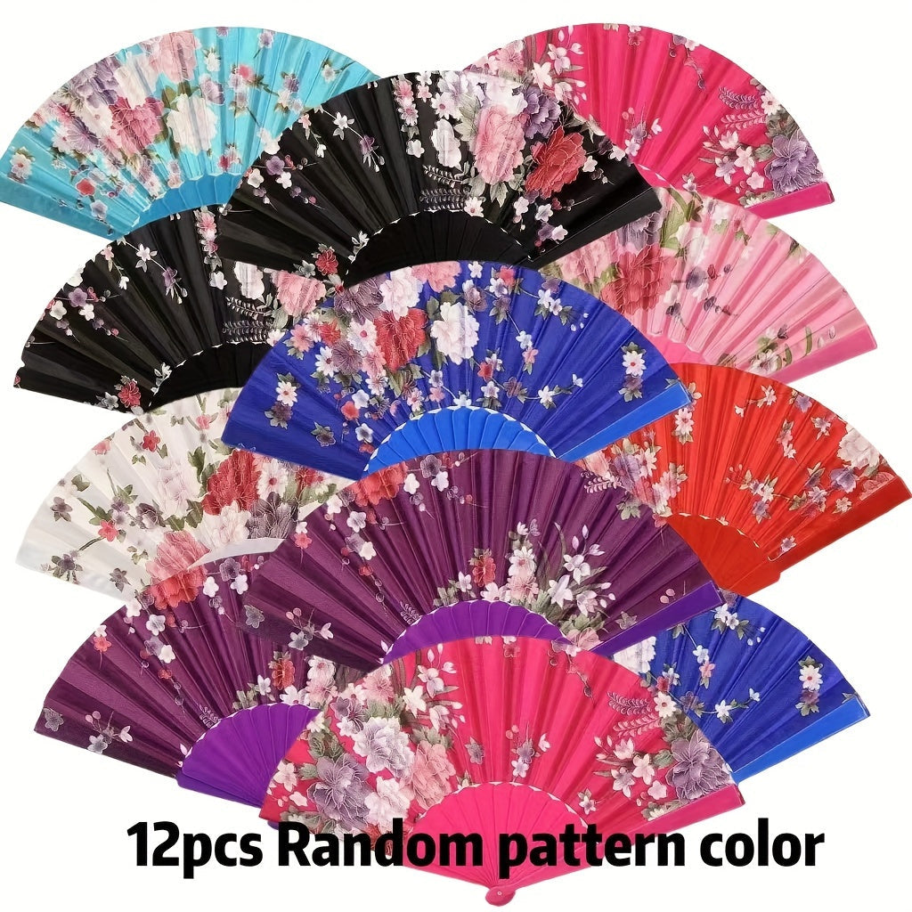 Silk Fabric Foldable Fan for Women Dancing Gifting Square Dancing Antique Fan