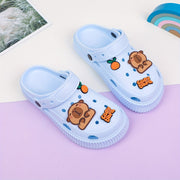 Kids Summer Cartoon Bear and Orange Slices EVA Clogs Breathable Non-Slip Shoes