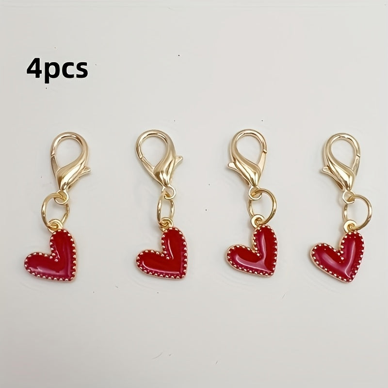 Kids Adults Heart Shoe Charms with Red Felt and Gold Accents for Sneakers