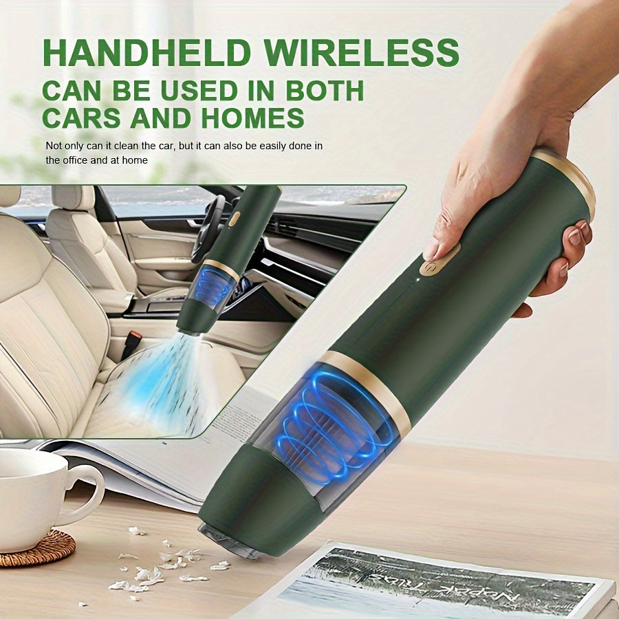 Портативный ручной пылесос с двумя аккумуляторами, светодиодной подсветкой, USB-зарядкой
