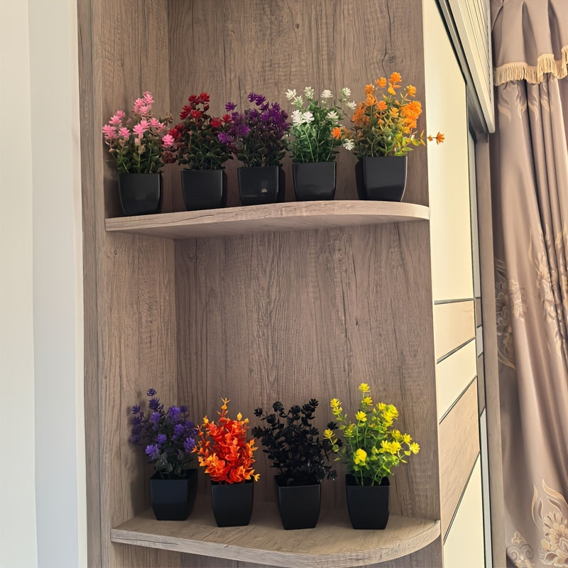 Черный горшок с искусственными растениями, мини эвкалипт и травяные горшечные растения для домашнего и офисного декора, сезонного и праздничного использования