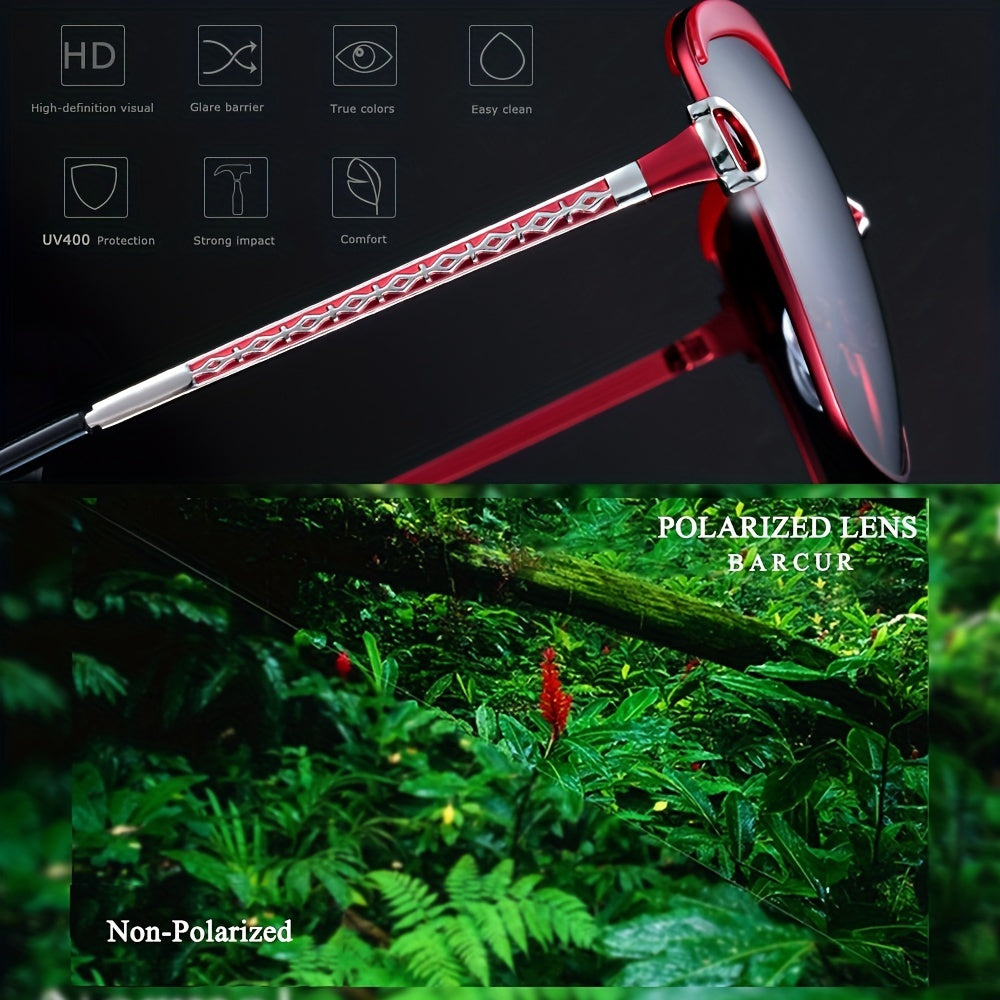 Gafas de sol polarizadas de mujer de gran tamaño con lentes de degradado UV400 y estuche