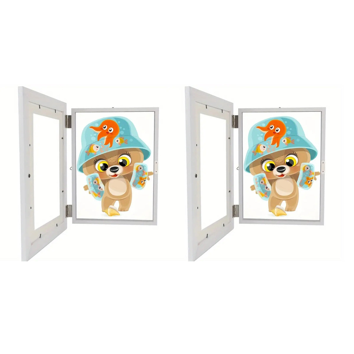 Two Art Frames for Interchangeable Artwork Display Horizontal Vertical Front Opening with or without Mat