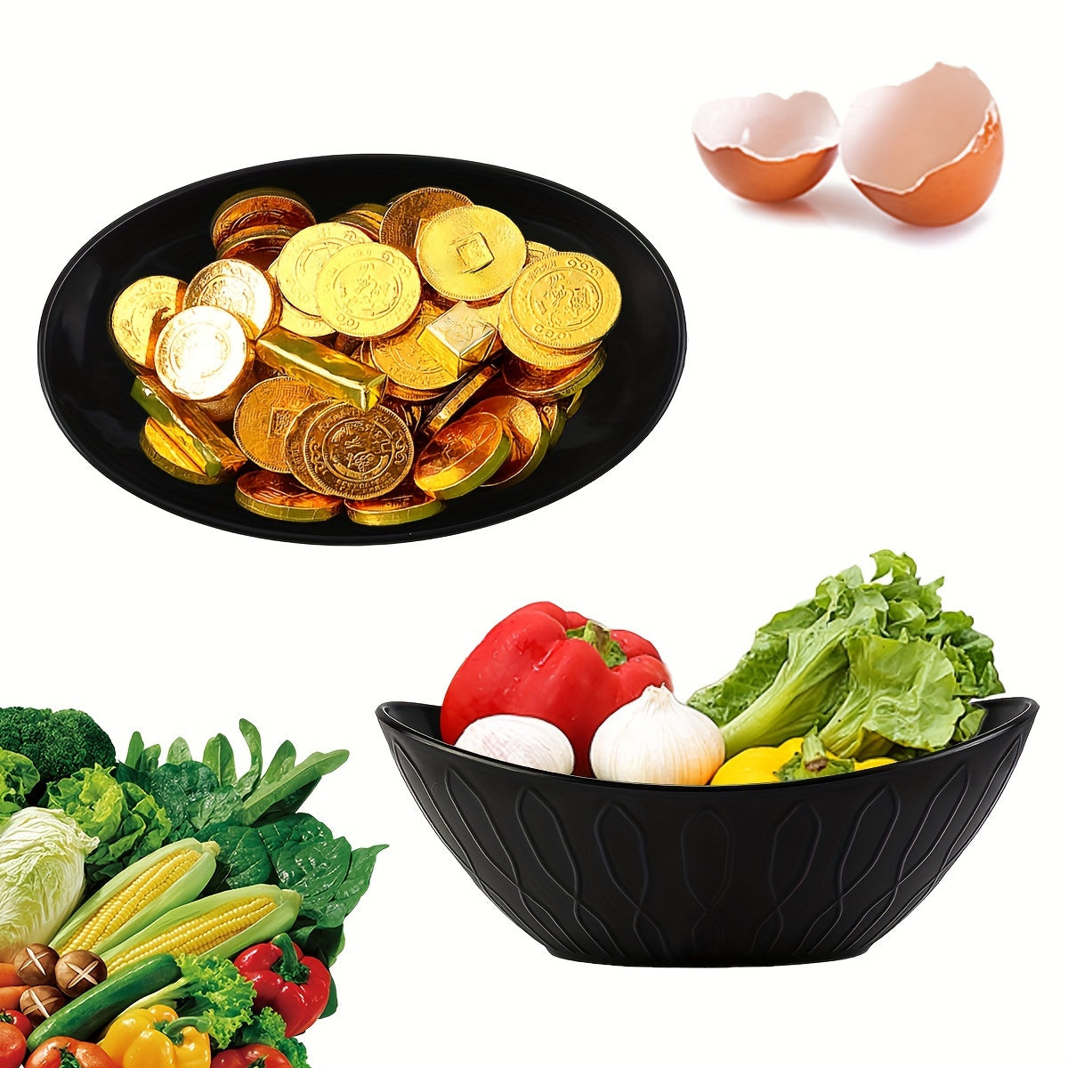 Unbreakable Yuanbao-Shaped Bowls Set for Oatmeal Salads and Pasta Kitchen Dining