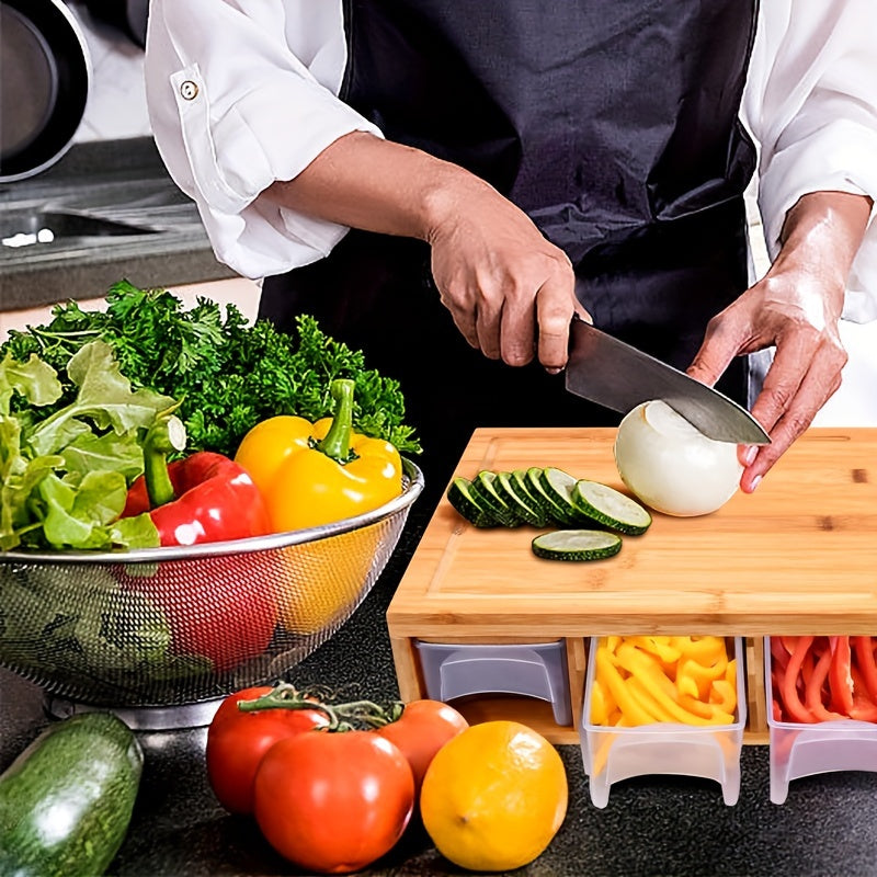 Mother's Day Gift 4-Grater Bamboo Cutting Board Set with Containers and Vegetable Peelers