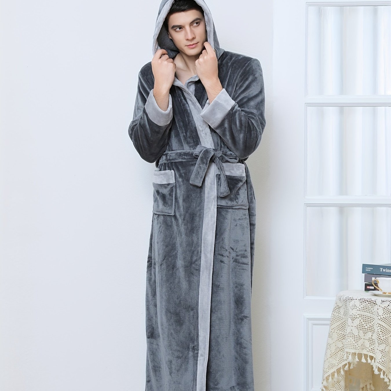 French Coral Velvet Bathrobe for Men and Women Fall Winter Thickened Skin-Friendly Comfortable