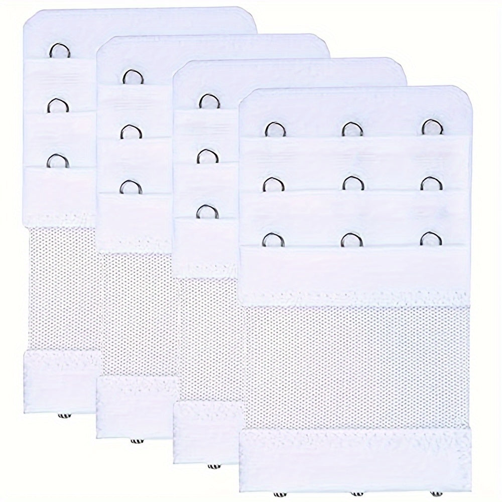 Women's Bra Extenders Set 4 Pieces 3 Hooks Elastic Knit Fabric Solid Color