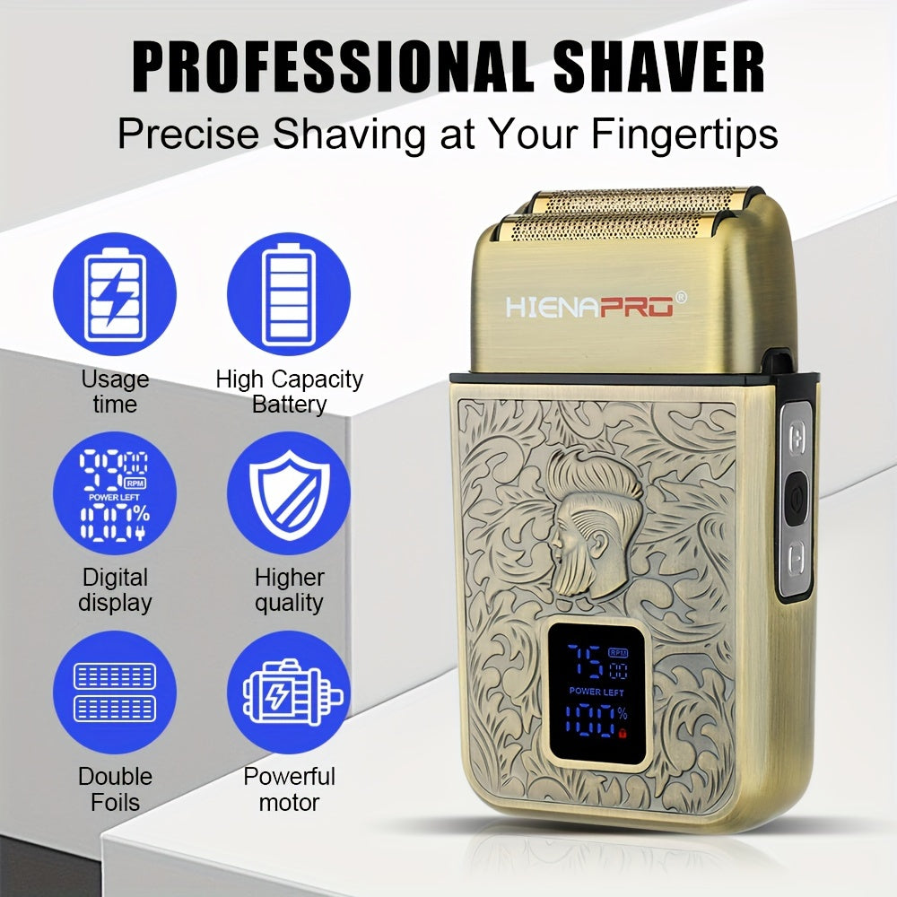 Afeitadora eléctrica recargable por USB con batería de larga duración, cuchillas dobles de acero inoxidable, fácil de limpiar, perfecta para afeitar y cuidado personal