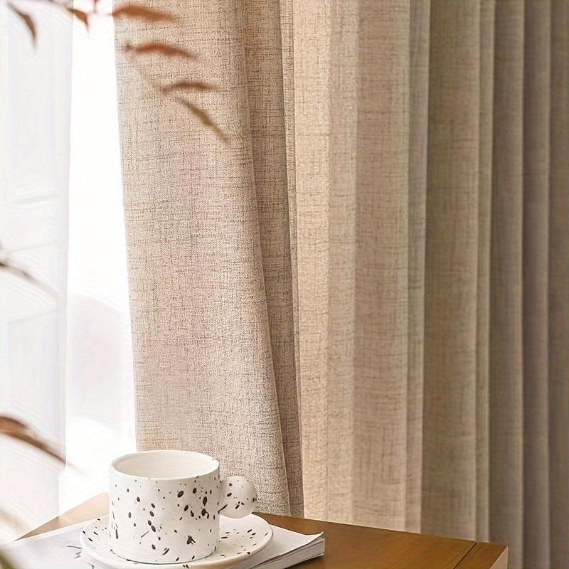 Japanese-Inspired Faux Linen Curtains Thickened Light Blocking Thermal Insulating for Living Rooms Bedrooms