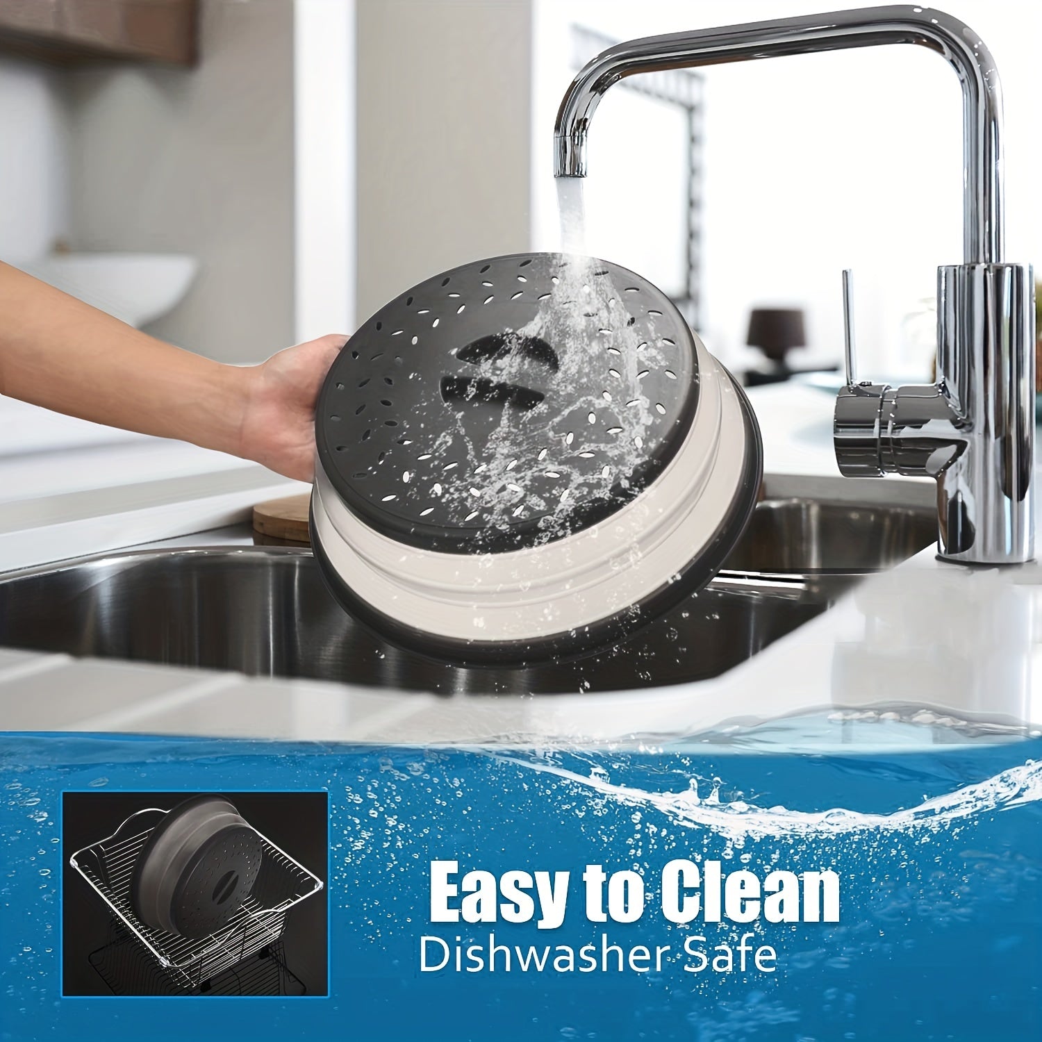 Juego de cuatro tapas plegables para microondas sin BPA de 10 pulgadas, cubierta para salpicaduras de comida y filtro