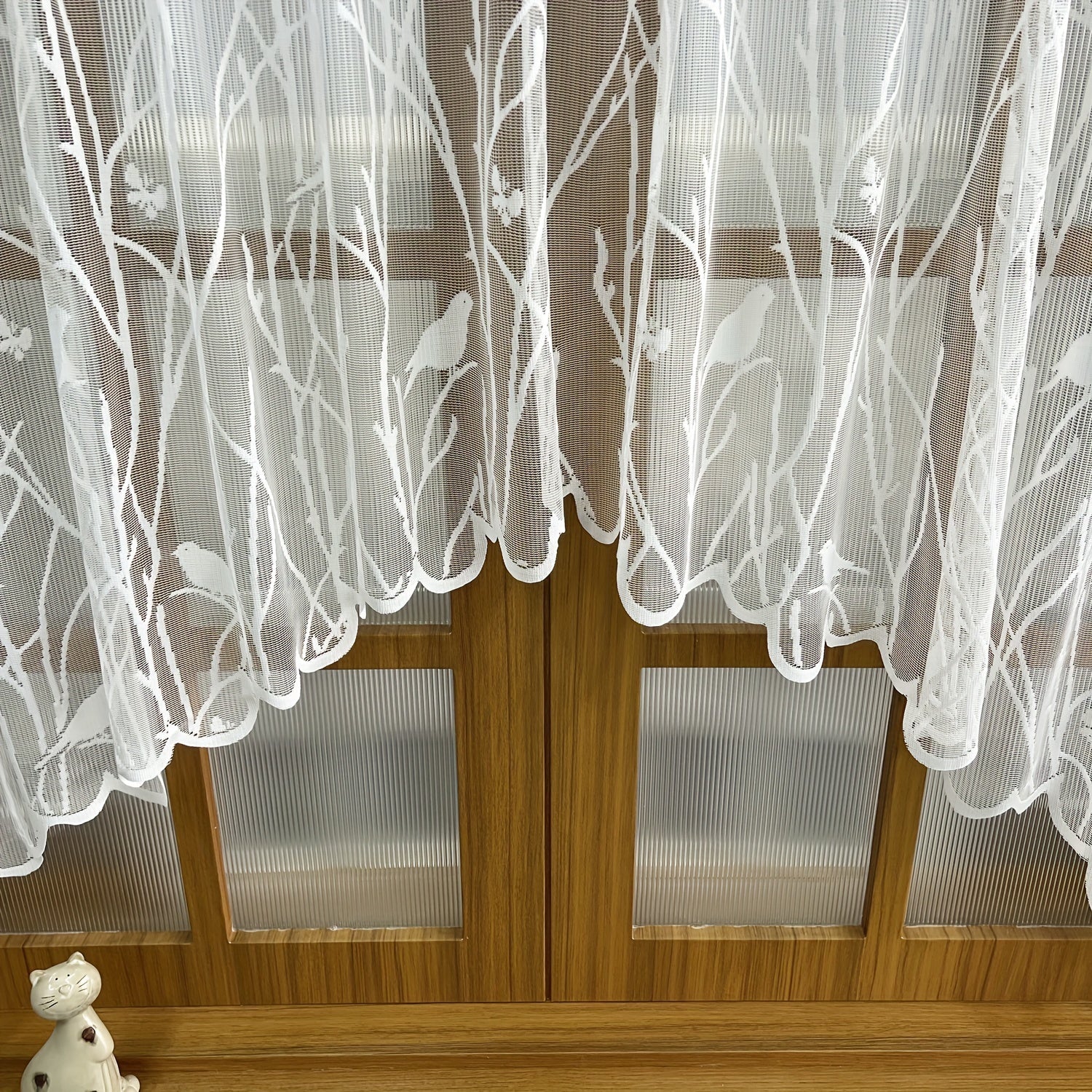 White And Black Lace Valance Curtains For Kitchen Or Dining Room Windows