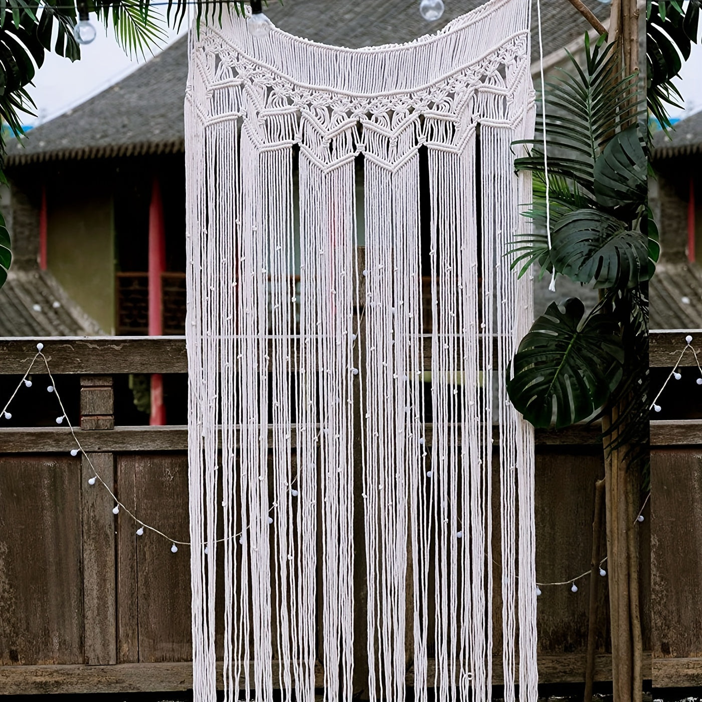 Bohemian Macrame Curtain for Bedroom Living Room Wall Hanging Beaded Doorway Decor