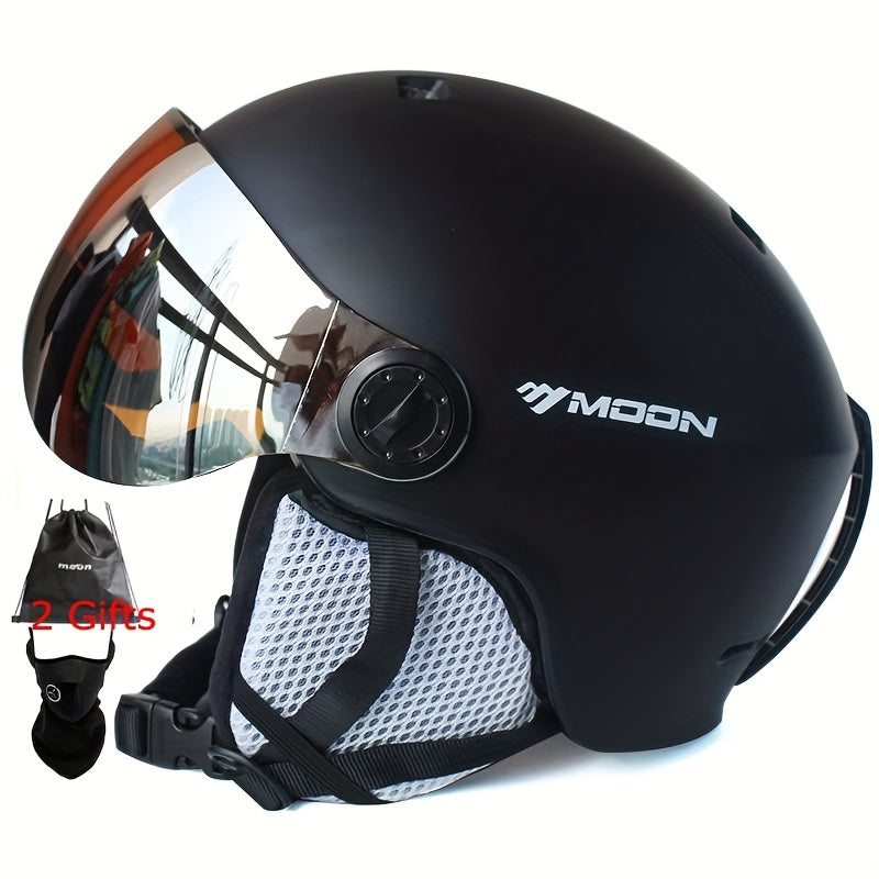 High-Quality Ski Helmet Goggles for Outdoor Sports Black PC