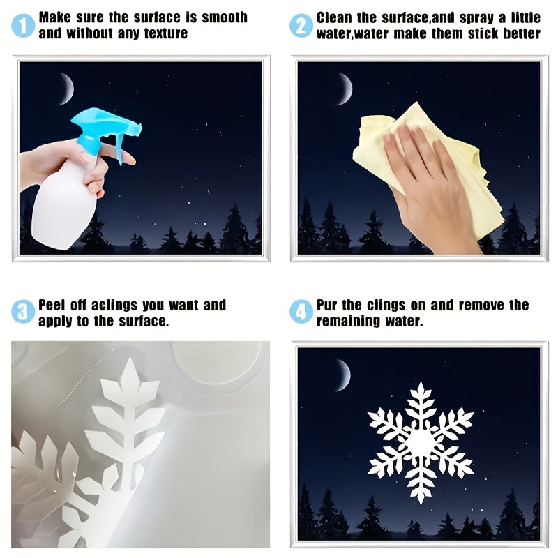 30 Pieces Blue Reindeer Snowflakes Static Cling Window Decals Holiday Decor