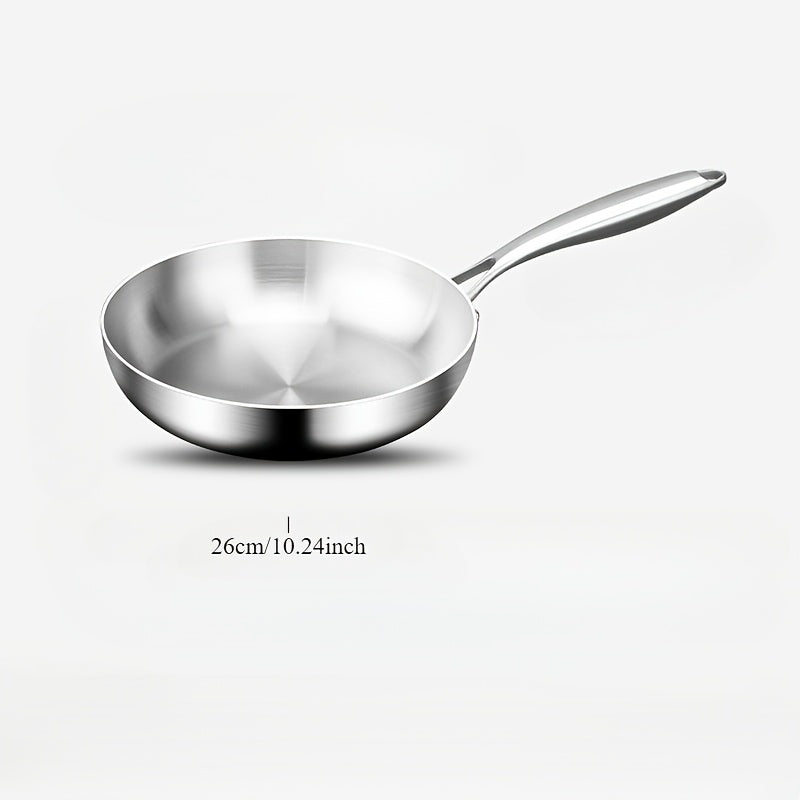 304 Stainless Steel Frying Pan Nonstick Uncoated for Gas Induction Stoves