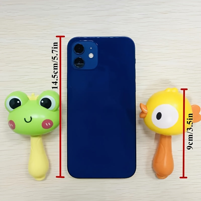 Baby Rattle Toy Set with Frog and Duck Designs for Infants Green Yellow