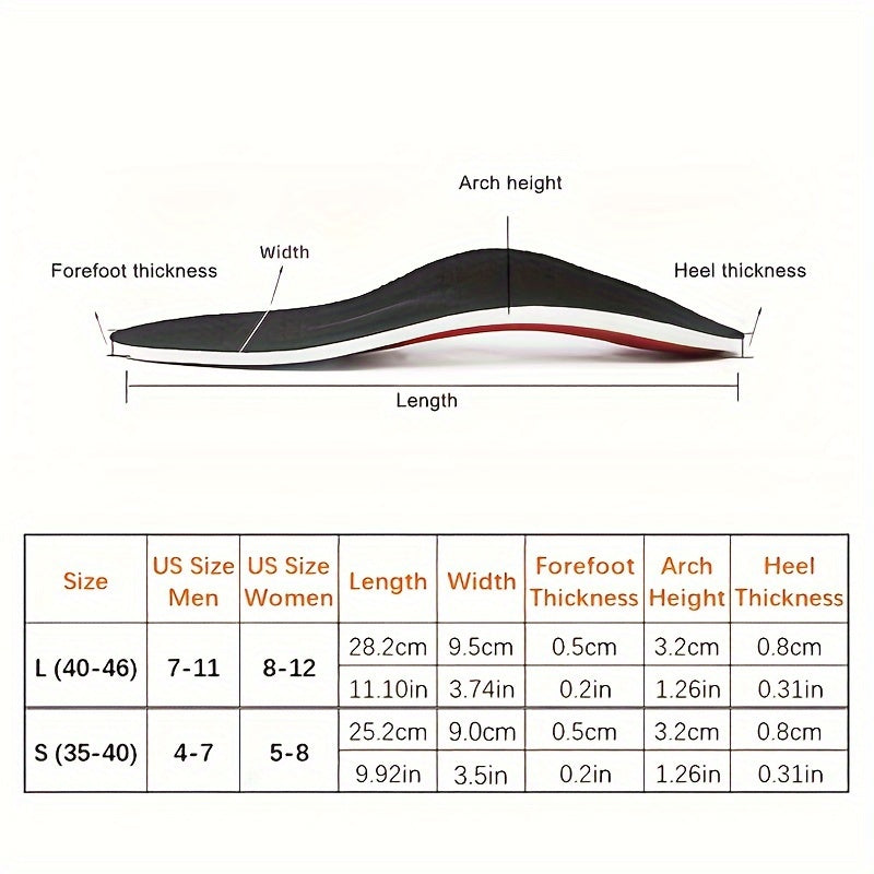 Unisex EVA Insoles for Flat Feet Arch Support Black Stabilizing Inserts