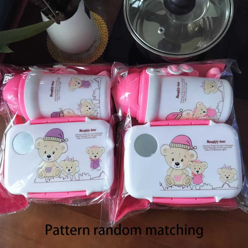 Lunch Box Set with Straw Water Bottle and Durable Plastic for School Work Camping