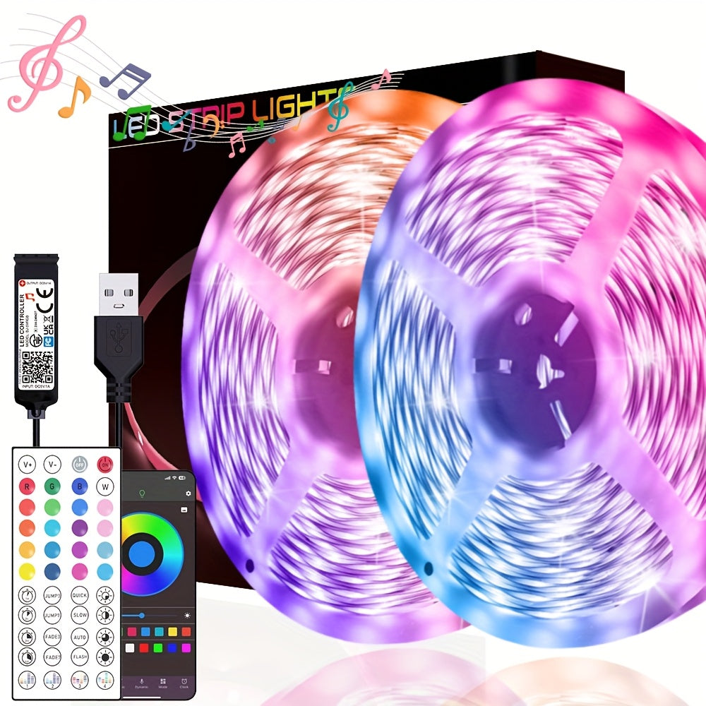 Luces de tira LED alimentadas por USB 99.97-3048cm para uso en interiores, cambio de color, sincronización con música, control remoto