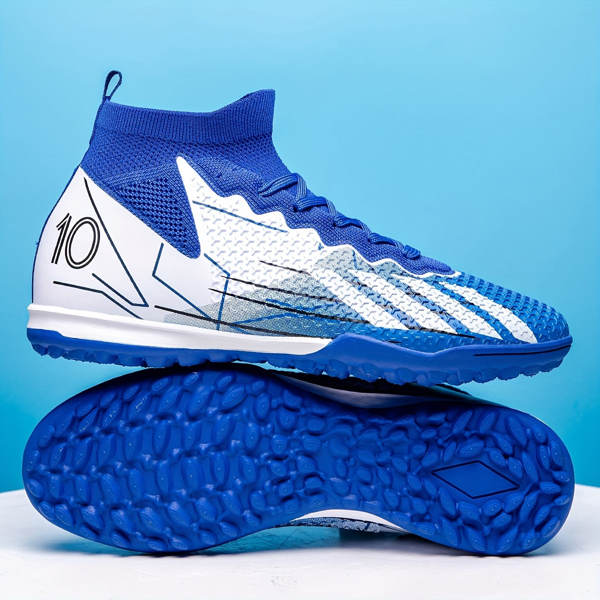 High Top Soccer Shoes Non-Slip Turf Grips Indoor Outdoor Training