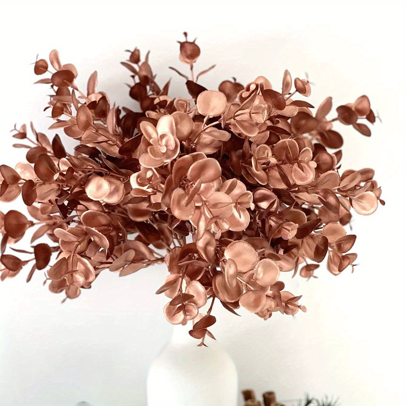 Planta artificial de 5 púas hoja de dinero para decoración del hogar ramos de boda arreglos navideños planta en maceta pequeña 13.38 pulgadas