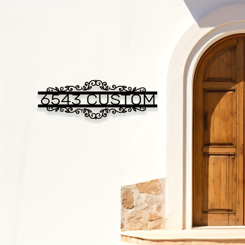 Black Iron House Number Sign Customizable Wall-Mounted Address Plaque for Home Entrance