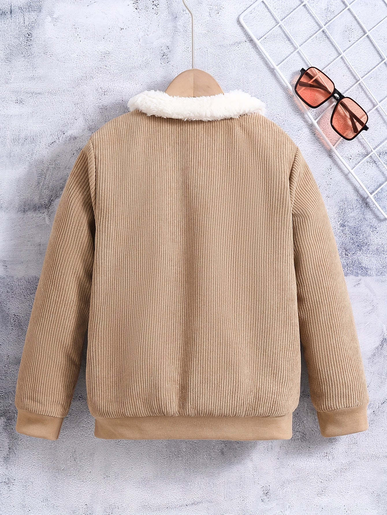 Boy's Winter Jacket with Fleece Lining Solid Color Zipper Casual Outerwear for Boys 12 and Under