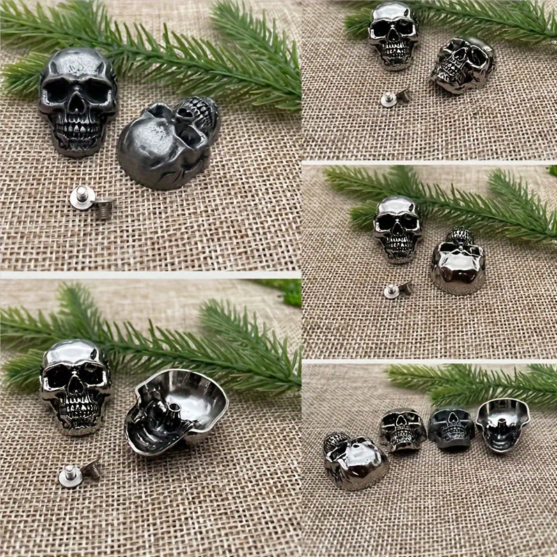 Set de hebillas de calavera de cuero para bolsos y accesorios de cuero DIY, 2 piezas