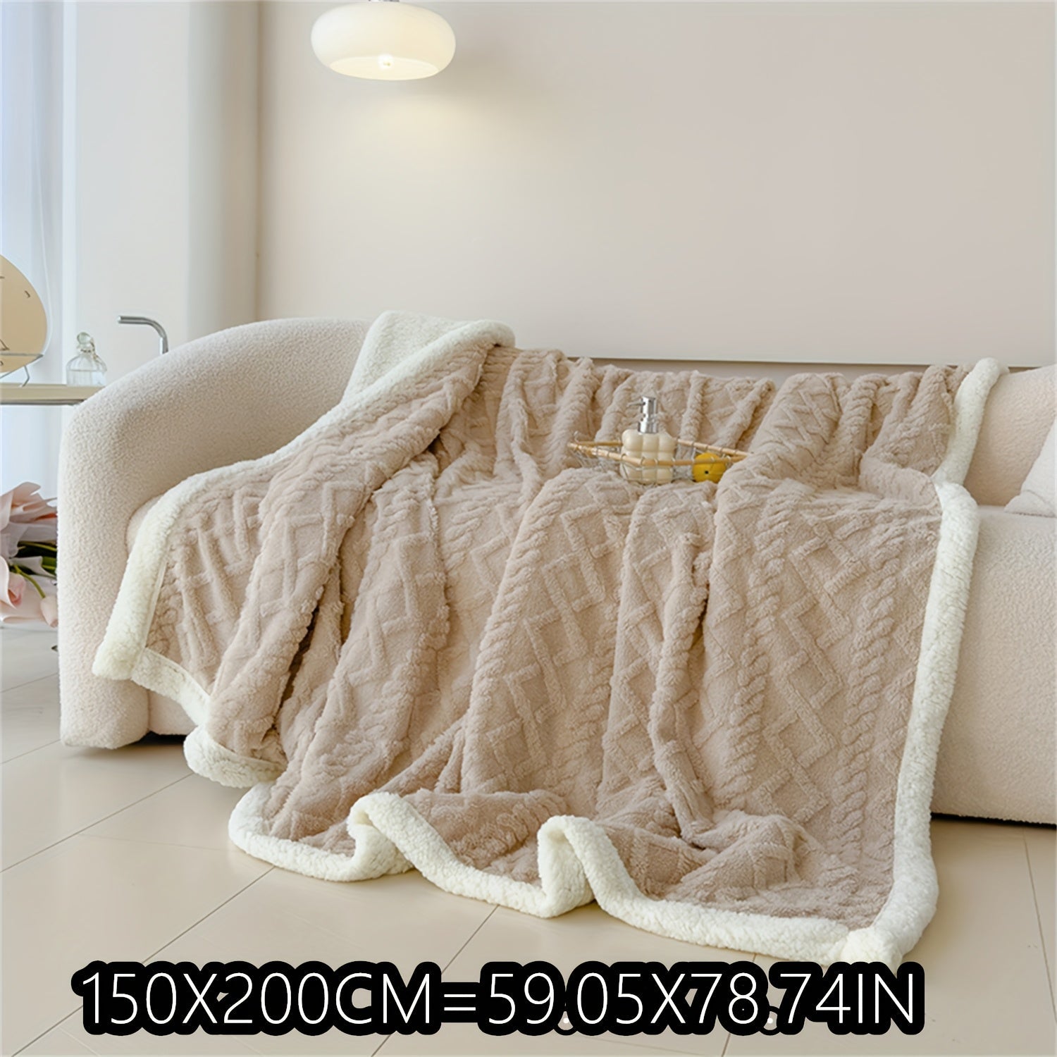 Blue Cable-Knit Fleece Blanket 150x200cm or 200x230cm for Bedroom Living Room Camping