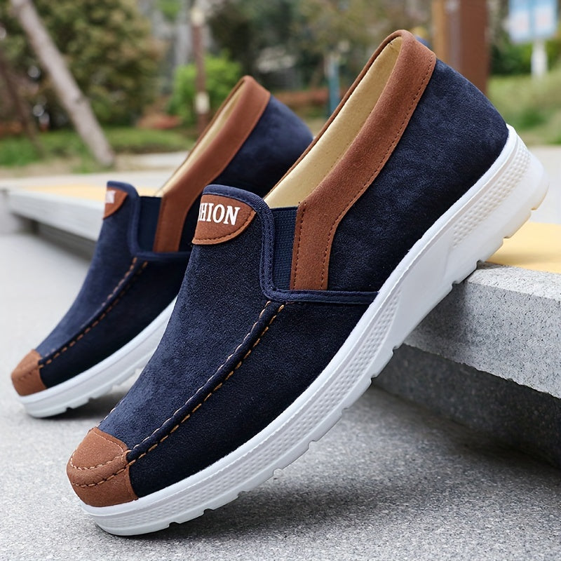 Men's Casual Sports Sneakers Solid Color Slip-On Low Top Breathable Fabric Running Hiking Outdoor