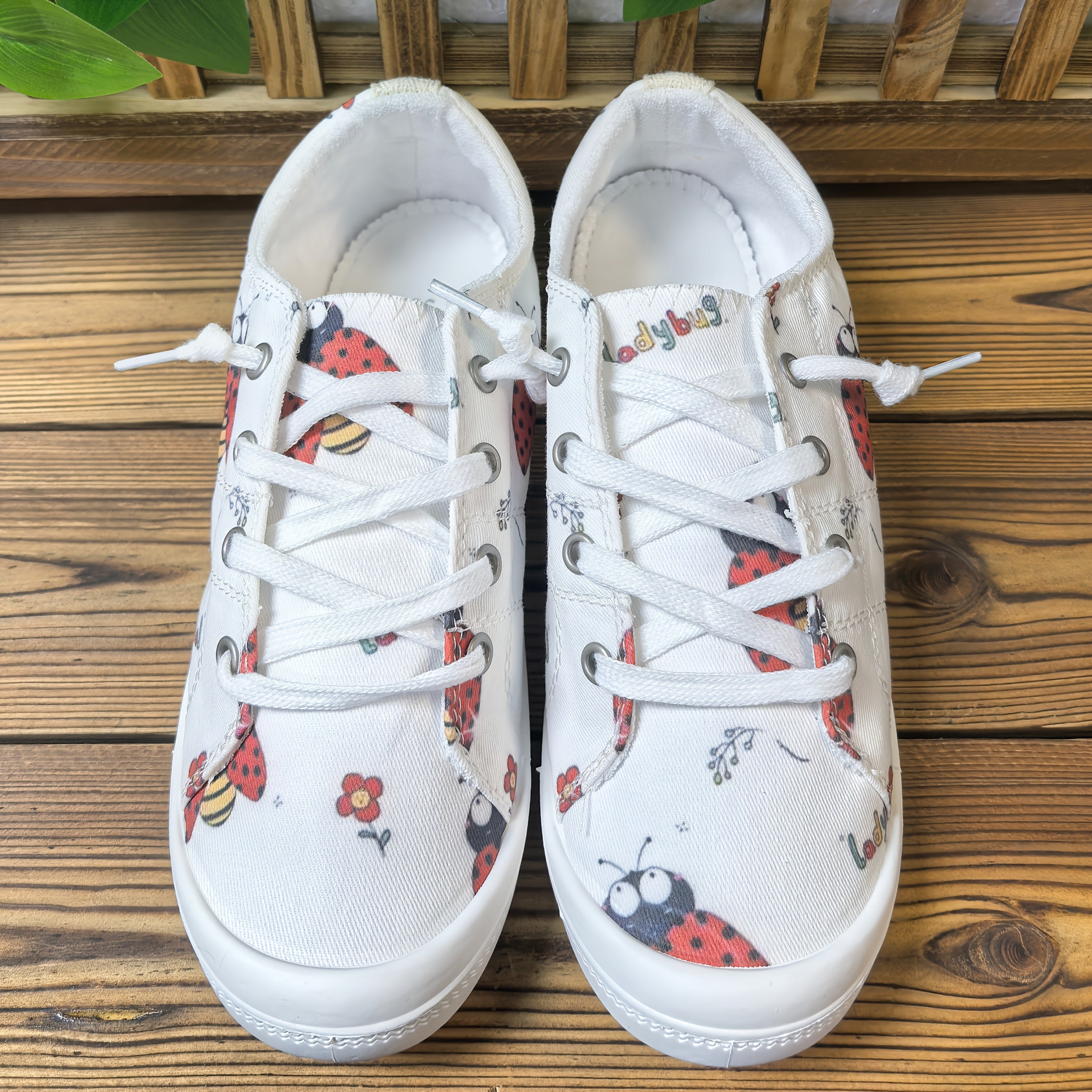 Women's Slip-On Sneakers with Floral Print, Lightweight Fabric, Comfortable Casual Shoes