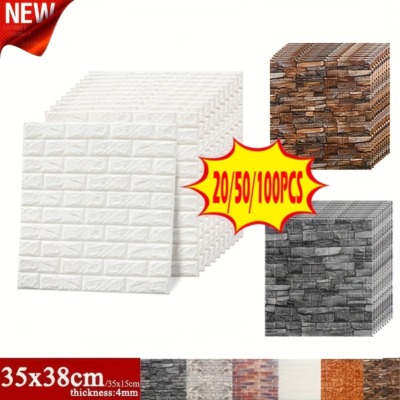 3D Wall Tile Stickers Self-Adhesive Waterproof Brick Pattern for Kitchen Bathroom Living Room Corridor 20/50/100 pcs