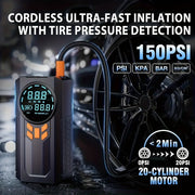 Portable Car Jump Starter with Air Compressor and Tire Inflator 150PSI 8000mAh Battery