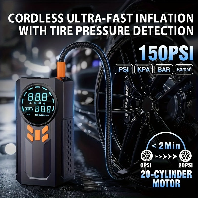 Portable Car Jump Starter with Air Compressor and Tire Inflator 150PSI 8000mAh Battery
