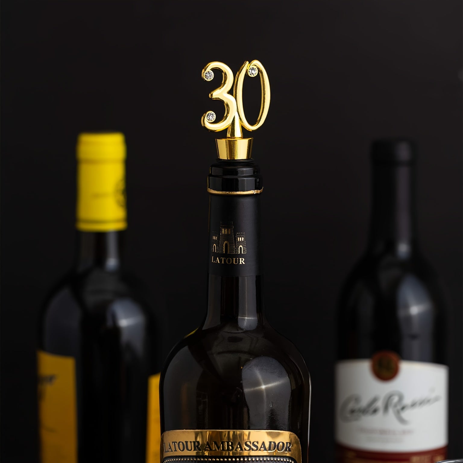 Golden Wine Stopper with Gemstone Accents for Gifts and Celebrations