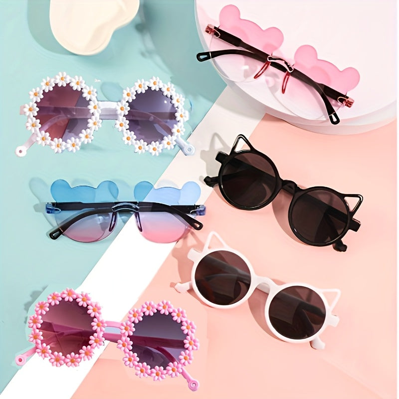 Teen Fashion Glasses Round Butterfly Style Mixed Color PC Frame AC Lens for Hiking Parties Gifts