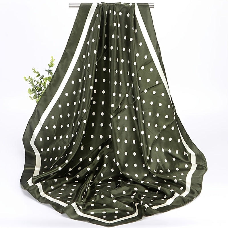 Lightweight Satin Polka Dot Scarf 88.9cm Square Faux Silk Fashion Accessory