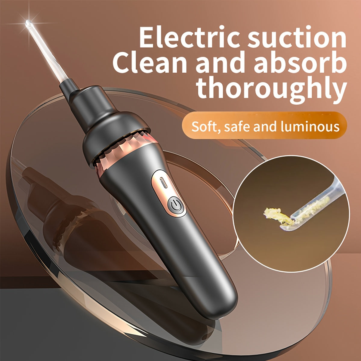 USB zaryadlovchi Type C quloq tozalash asbobi, suv tortuvchi elektr quloq cho'g'ich va LED chiroq bilan, kattalar va bolalar uchun mos. Bu hidsiz quloq qoshiq to'plami bayram sovg'asi uchun ajoyib.