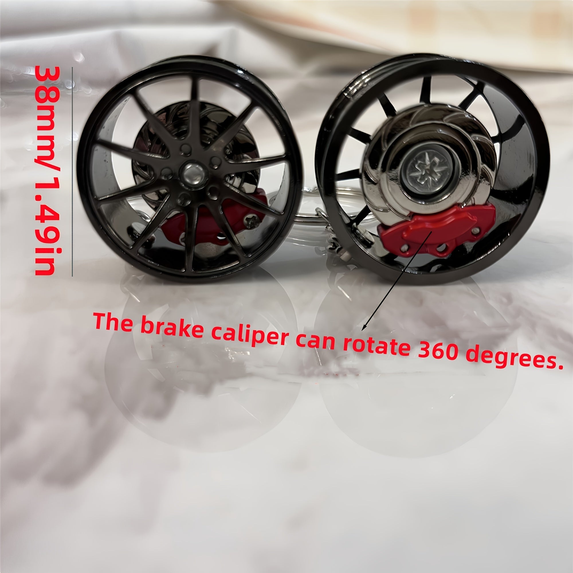 Unisex Zinc Alloy Car Wheel Hub Keychain Rotatable Key Ring Creative Gift