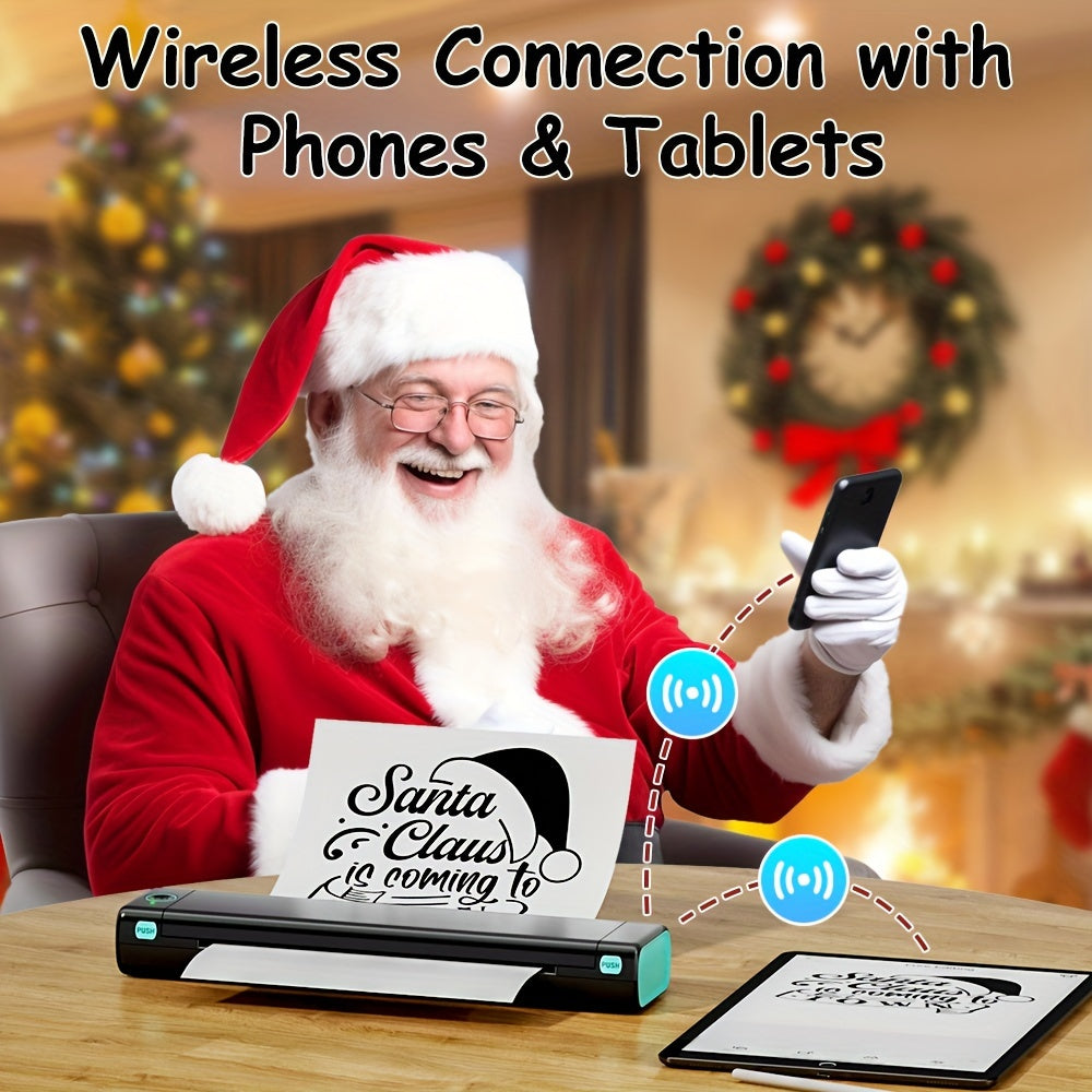 Impresora térmica portátil A4 en blanco y negro, inalámbrica, recargable, para etiquetas