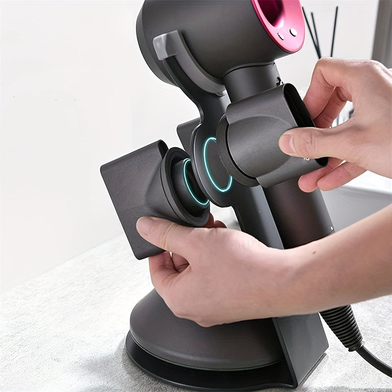 Aluminum Alloy Hair Dryer Holder with Magnetic Bracket and Cable Management for Bathroom Organization