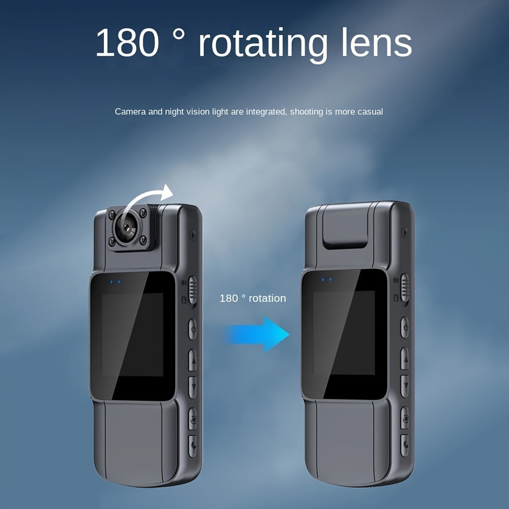 Full HD Body Camera with 180° Rotatable Lens Night Vision 1080p IPS Screen Rechargeable