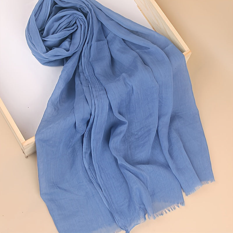 Women's Lightweight Solid Color Scarf Shawl Breathable Soft Polyester Sun Protection