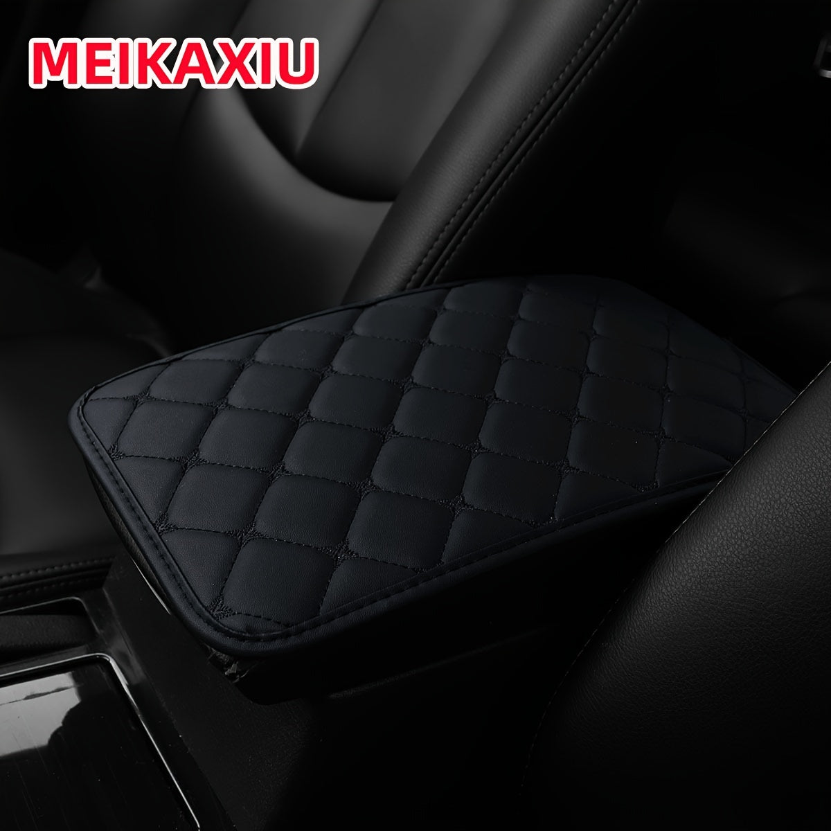 Universal Faux Leather Car Armrest Cushion Black and Red Center Console Cover