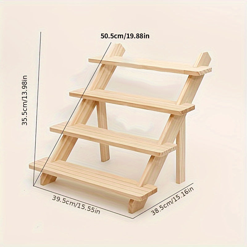 Wooden Multi-Layer Jewelry Organizer Stand with Multiple Steps for Storage