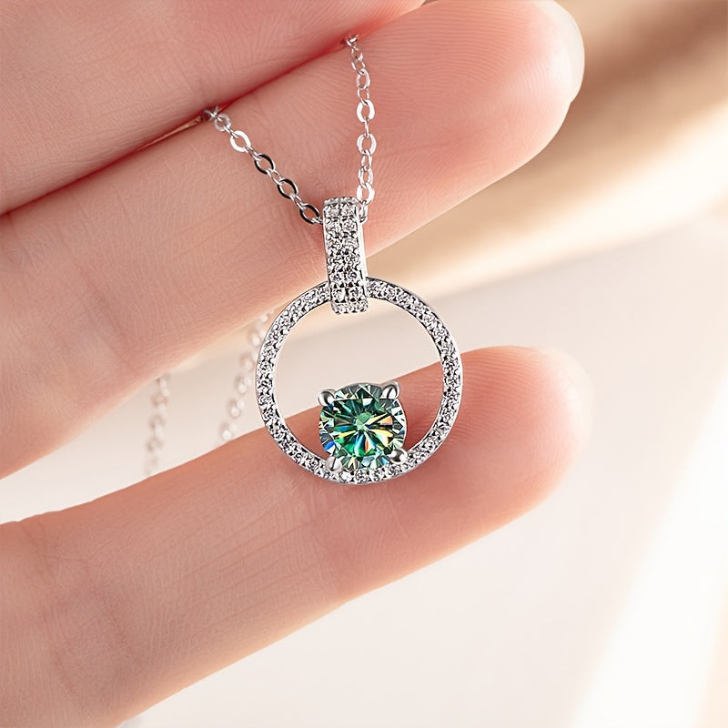 Moissanite Jewelry Set Necklace and Earrings Sterling Silver 1 Carat and 0.5 Carat Stones Gift Box