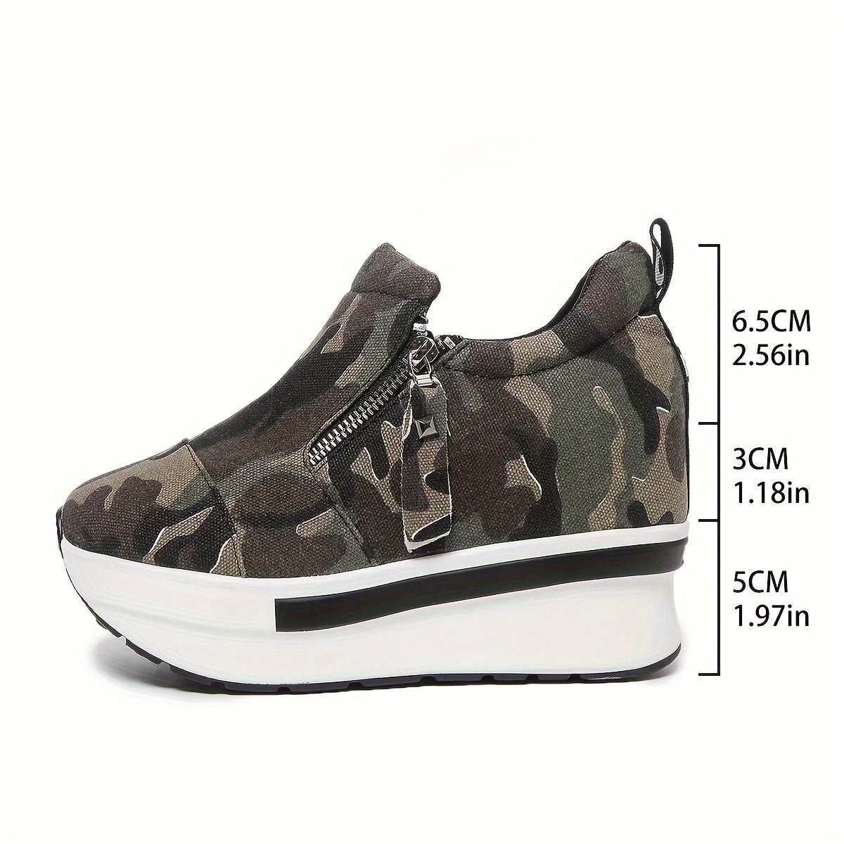 Ayollar uchun kundalik yuqori chanoq sport poyafzallari, yengil nafas oladigan zip yopilishi