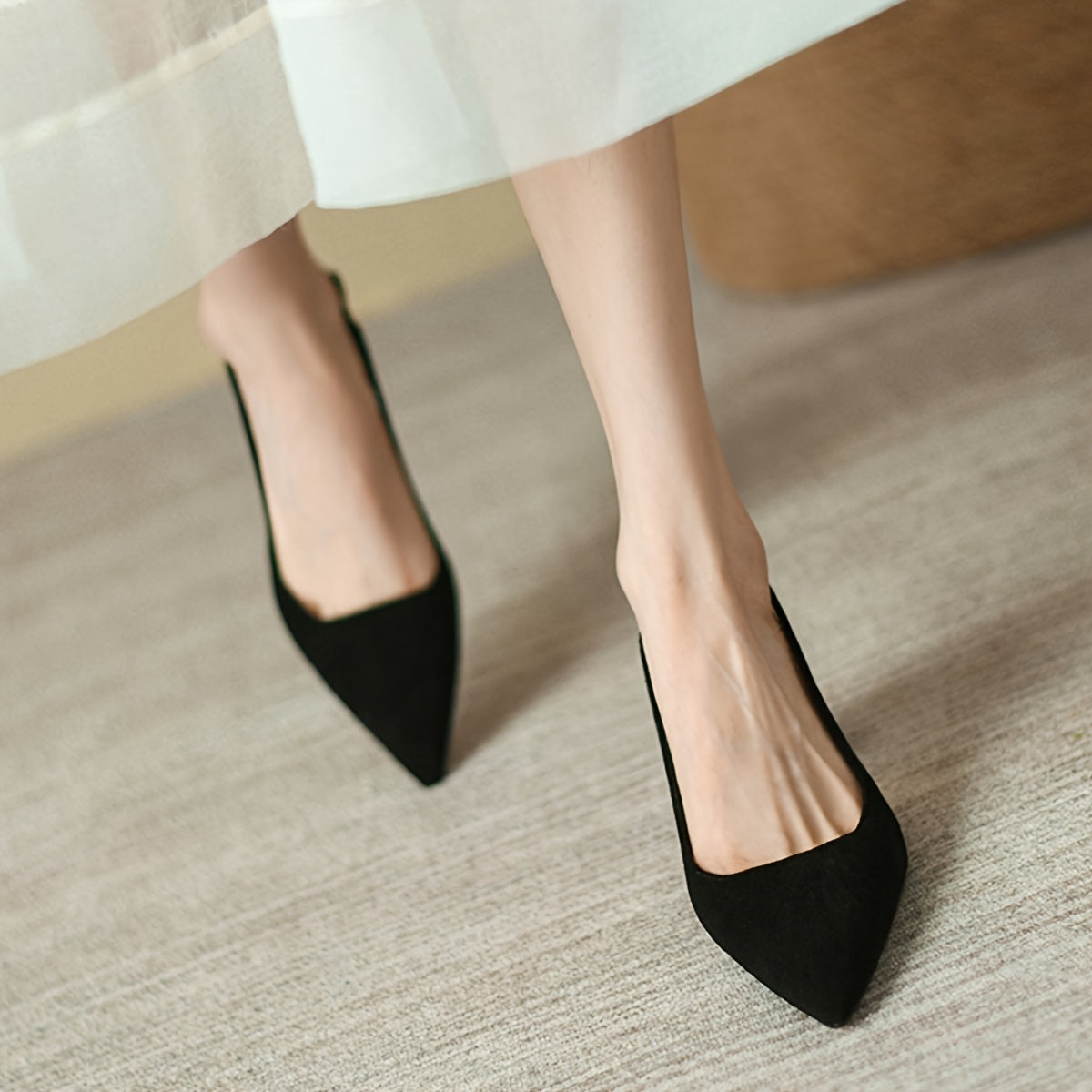 Women's High Heel Pointed Toe Ankle Strap Shoes Rubber Sole